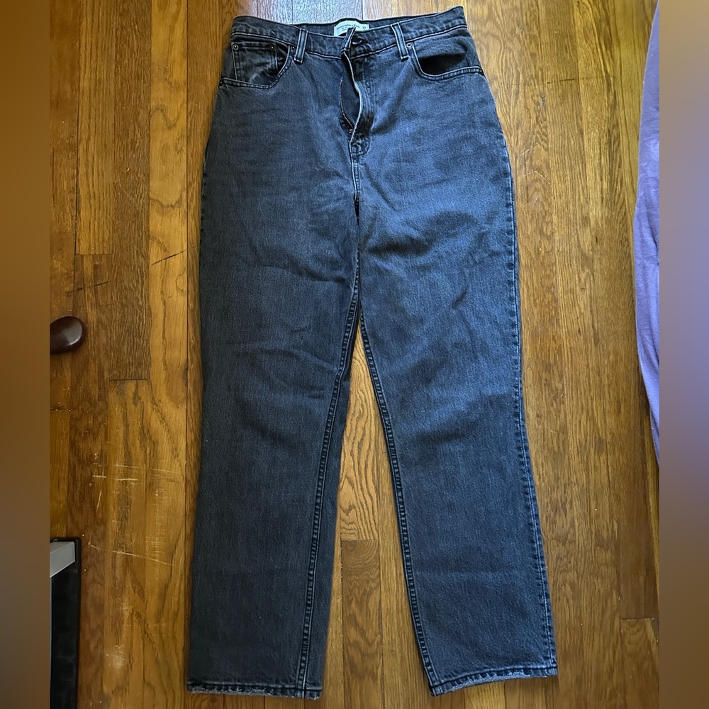 Abercrombie & Fitch Curve Love 90s Straight Ultra High Rise jeans black denim